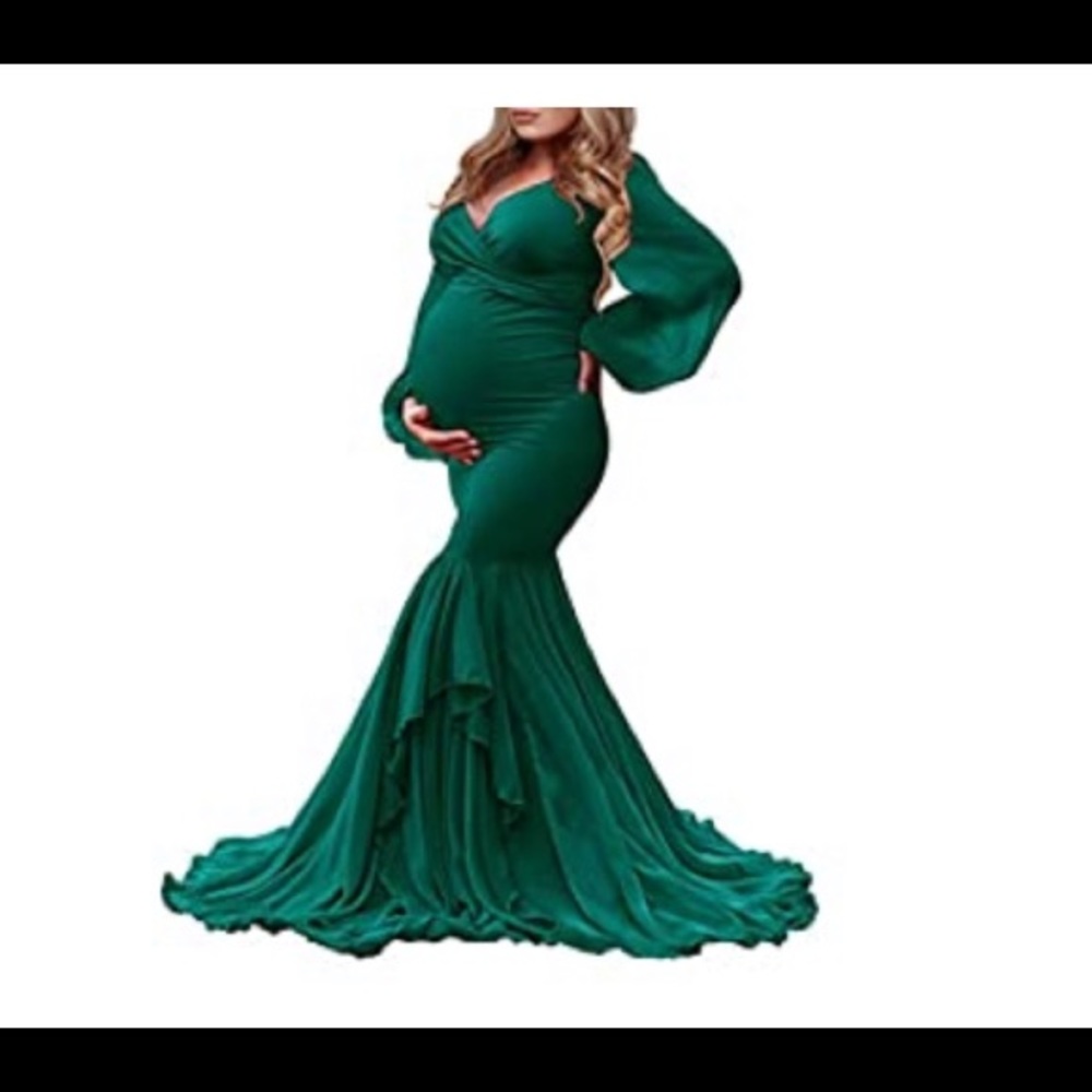 Gorgeous green maternity gown